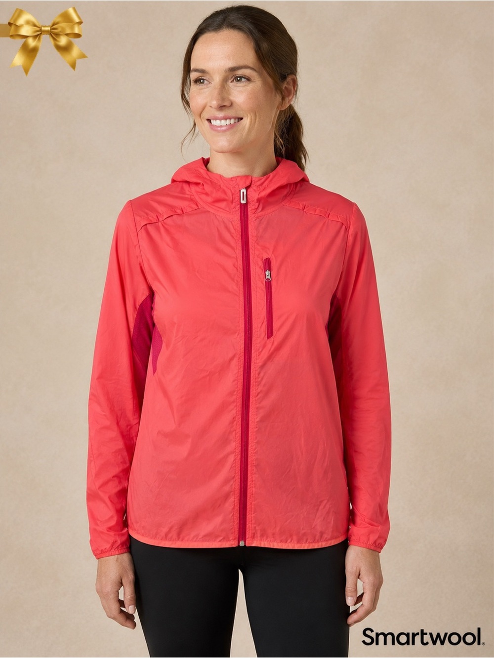 Smartwool Medium Coral Hooded Lightweight Windbreaker Jacket